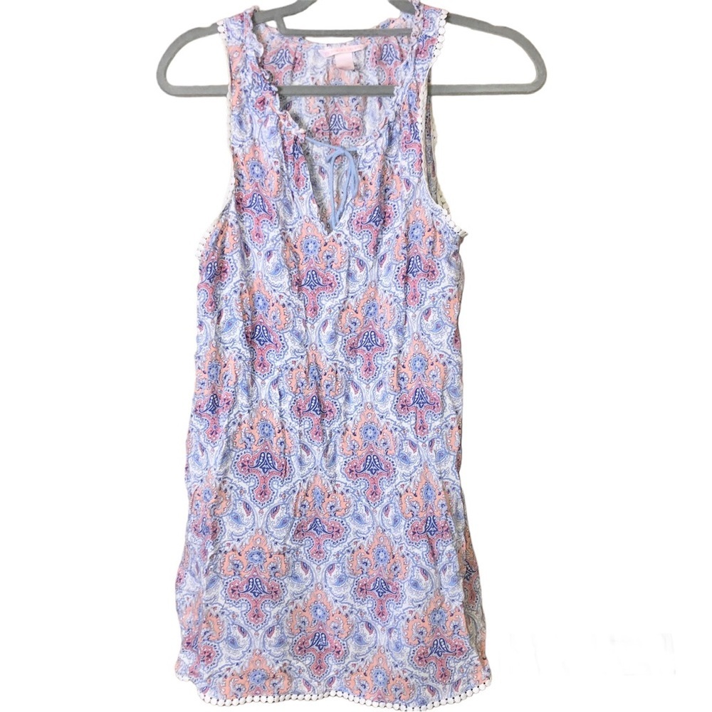Victoria’s Secret Paisley Sleeveless Slip Dress Nightgown Pink Blue‎ Size small